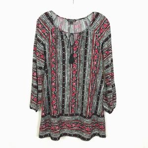 🌺EXPRESS Tassel Tunic Dress-Black/Red/White-XS